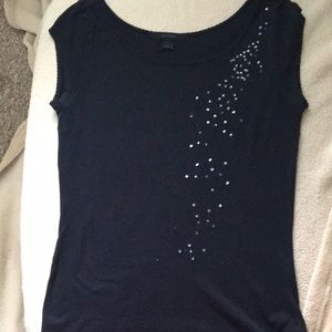 Black cap sleeve tee with sequins